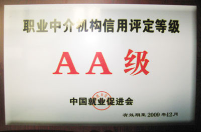 置业中介机构信用评定等级证书